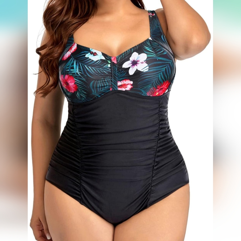 DACI One Piece Ruched Tummy Control Swimsuit